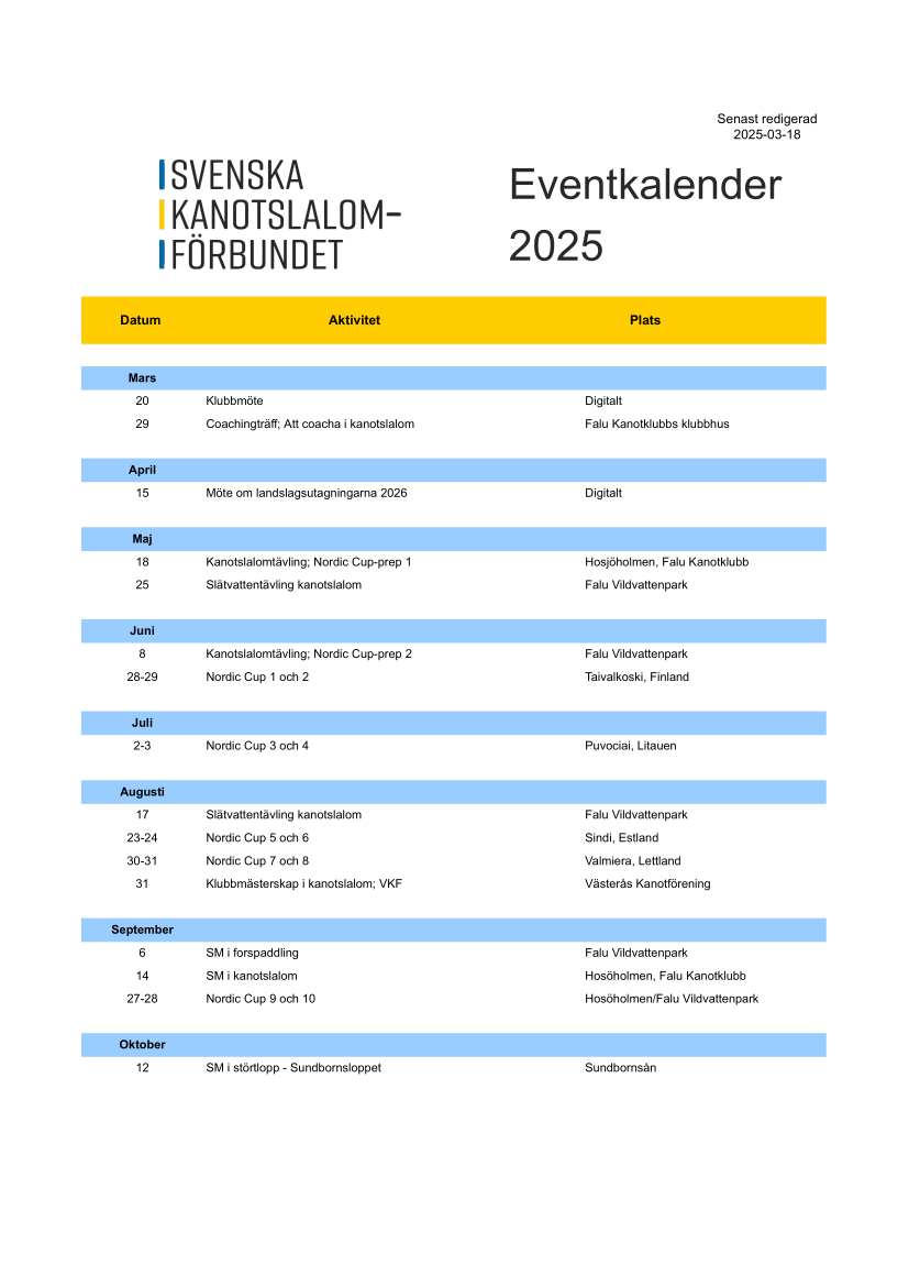 Kalender för 2025 publicerad! Den går att hitta under Kalender/Resultat.